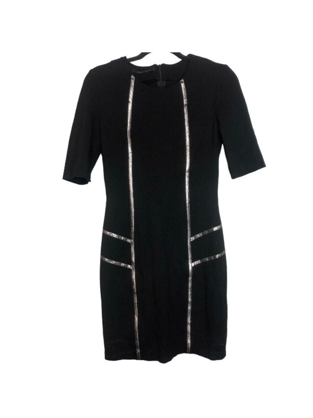 Tenax Italian Made Sheath Dress with Leather Trim, size 6